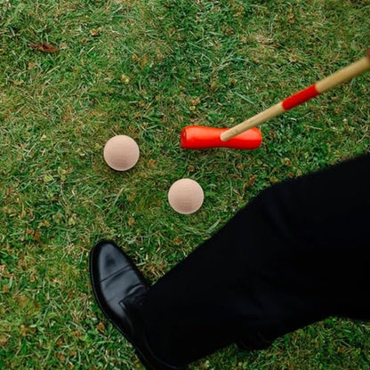 TOYANDONA Beech Wood Croquet Golf Ball Set 3Pcs for Outdoor Lawn Games Fun Durable Round Balls for Multiple Players