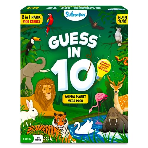 Skillmatics Guess in 10 Animals Megapack, Perfect for Boys, Girls, Kids, Teens, Adults Who Love Animal Card Games, Trivia, Travel Games, Gifts for Ages 6, 7, 8, 9, 10, and Up - style: 9. Animal Planet Mega Pack