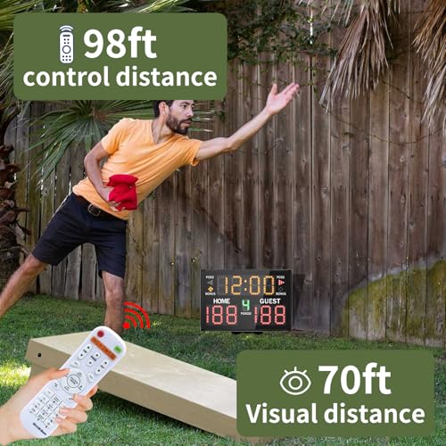 Basketball Digital Scoreboard with Remote,Battery Powered Portable Tabletop Electronic Scoreboard with 75dB Buzzer,Countdown Timer & Score for Games