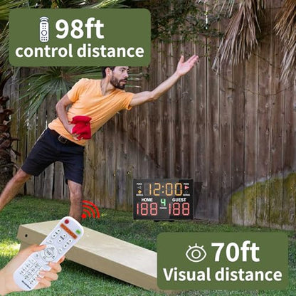 Basketball Digital Scoreboard with Remote,Battery Powered Portable Tabletop Electronic Scoreboard with 75dB Buzzer,Countdown Timer & Score for Games