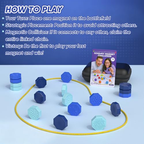 Magnet Game, Magnetic Game with String, 18PCS BlueSensory Silicone Magnet Stones for Family and Party, Magnetic Chess Strategy Table Board Games for Kids Adults.(Blue) - color: Blue
