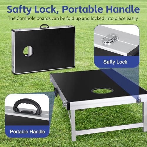 ZENY Cornhole Set 3x2 ft, Portable Corn Hole Boards, Outdoor Backyard Game for Adult Family, Foldable Aluminum Cornhole Boards