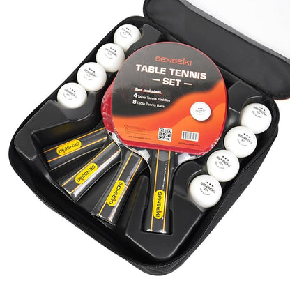 Ping Pong Paddles - High-Performance Set with Premium Table Tennis Rackets, 3-Star Ping Pong Balls, Compact Storage Case | Table Tennis Set - style: 4 racket + 8ball