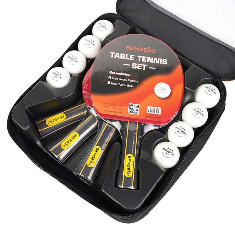 Ping Pong Paddles - High-Performance Set with Premium Table Tennis Rackets, 3-Star Ping Pong Balls, Compact Storage Case | Table Tennis Set - style: 4 racket + 8ball