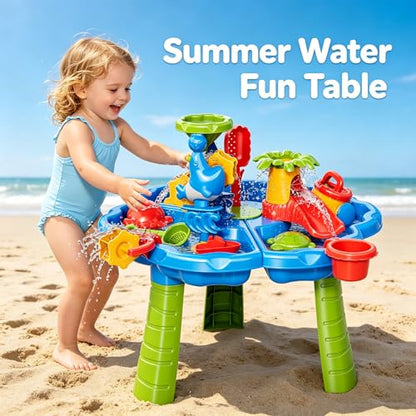 3 in 1 Water Table for Toddlers 1-3 Years, Kids Summer Activity Sensory Play Outdoor Beach Backyard Sand Water Table Toys for Toddlers 18M+, Birthday Gift Toys for Boys Girls - style: 8928