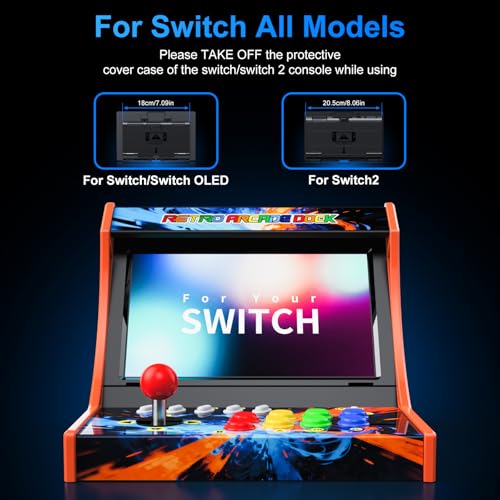 Retro Arcade Machine for Switch/OLED/Switch 2 with Screenshot Icon Button, Orange and Blue (Screen Not Included) - color: Orange and Blue