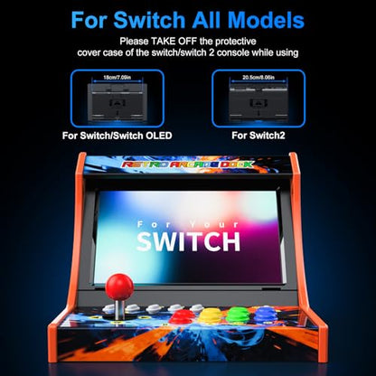 Retro Arcade Machine for Switch/OLED/Switch 2 with Screenshot Icon Button, Orange and Blue (Screen Not Included) - color: Orange and Blue