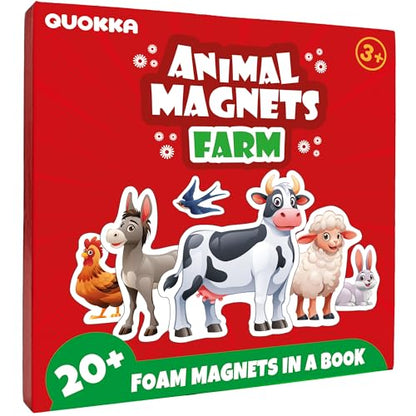 QUOKKA Travel Magnetic Puzzles for Toddlers 1-3 – 20+Pcs Farm Toy Game with Extra-Long Play Book – Fun Travel Game for Kids Ages 3-5 – Strong Magnets for Car Activities – Fun Toddler Puzzle Ages 2-4 - color: 01. Pink
