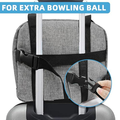 ALSLEA Single Bowling Ball Bag 1 Ball Extra Ball Organizer with Padded Ball Holder, Portable Small Zipper Case with Mesh Pocket, Bowling Gifts for Men, Kids, Beginners (Gray)