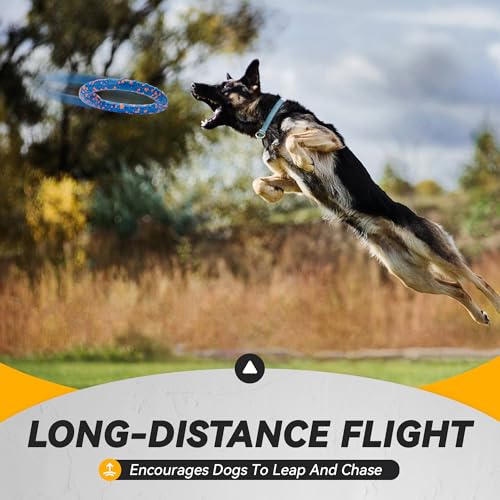 FUSOTO Dog Ring Toy, Indestructible Flying Discs for Throwing Catching, Water Floating Dog Training Ring for Medium Large Breeds (Blue - φ9 inches) - color: Blue - φ9 inches