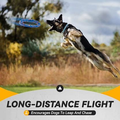 FUSOTO Dog Ring Toy, Indestructible Flying Discs for Throwing Catching, Water Floating Dog Training Ring for Medium Large Breeds (Blue - φ9 inches) - color: Blue - φ9 inches