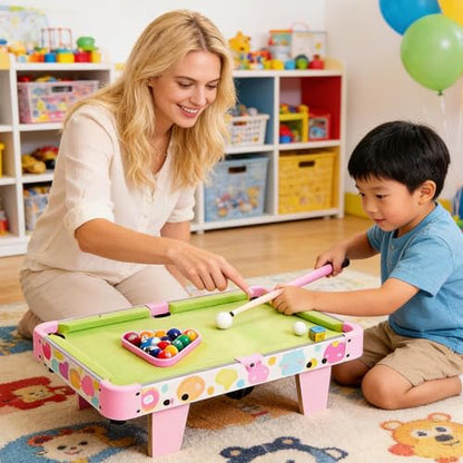 Small Pool Table - Kids Folding Pool Table Billiard Game, Funny Foldable Educational Toys | For Adults Family Home Indoor Outdoor Living Room Bedroom Playroom Party Entertainment Fun Skill Development