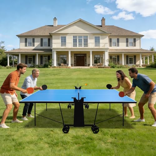 KL KLB Sports Outdoor Full Size Ping Pong Table with Waterproof Table Tennis Net Set, All Weather Aluminum Composite Panel, Tournament Quality for Outdoor & Indoor Uses