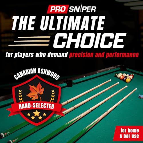 Prosniper Premium Pool Sticks Set of 4 | 58-Inch, 19-Oz Canadian Ashwood Pool Cue with Low-Deflection Shaft & 4 Extra Chalks | Pro-Grade Billiard Cue for Home & Bar Play - color: Green