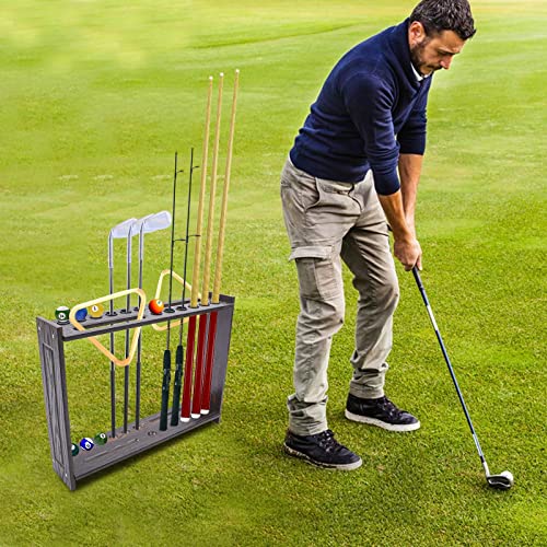 Golf Clubs Billiards Pool Cue Rack, Holds 12 Billiards Stick, 2 Pool Triangle Racks and Billiards Accessories Pool Balls, Pool Tables Organizer Display Stand - style: style 3