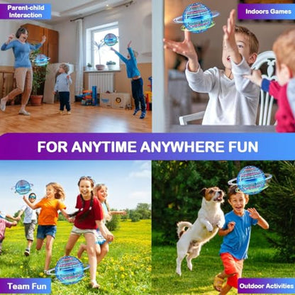 2 Pack-2025 Upgraded Flying Orb Ball Toy, Hover Boomerang Ball Spinner Mini Drone - Magic Floating Galactic Fly Spinning Orb, for Boys Girls and 6-12 Age Kids - color: Blue+red
