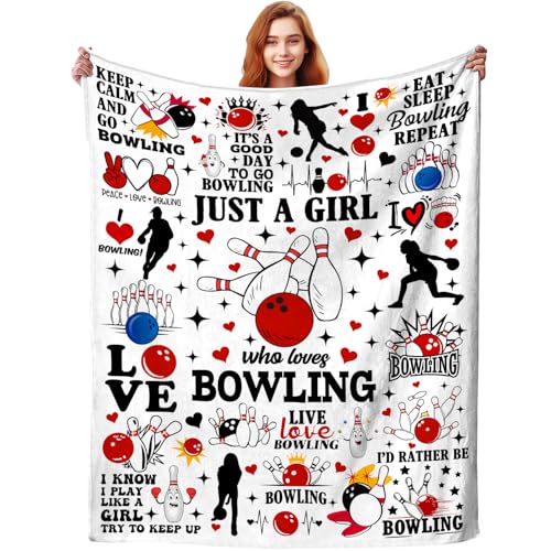 Bowling Blanket Sports Ball Gifts for Bowling Lovers,Fun Throw Blankets Sports Ball Gifts for Adults Girls Women 80"x60" - color: Bowling Gifts, size: 80"x60"