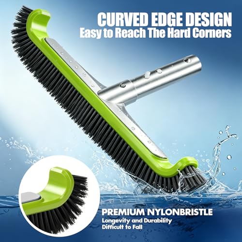 Pool Brush Head, Heavy Duty Scrub Brush with Upgraded Premium Nylon Bristles and Reinforced Aluminium Back for Cleaning Inground/Above Ground Swimming Pool, Walls, Bath Tub, Tiles & Floors.(Green) - color: Ultra Green
