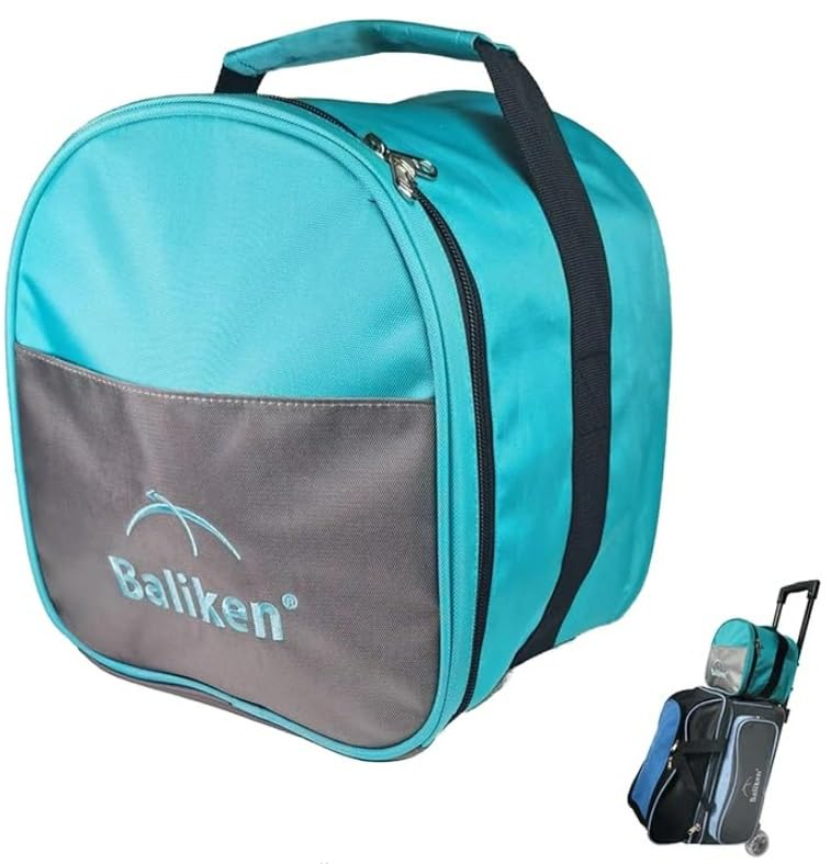 BALIKEN Bowling Single Tote Bag, Durable, Compact and Stylish Durability Easy to Carry Holds One bowling ball - color: Teal/Grey/X