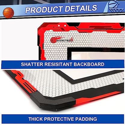 Indoor Basketball Hoop Set for Kids Adults, Pro Mini Basketball Hoop for Door Wall, Room Basketball Hoop Over The Door Outdoor Basketball Hoop with 4 Balls Toy Gift for Boy Girl - style: Red