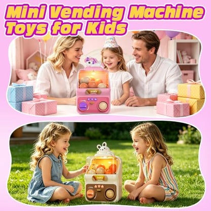 Skirfy Capsule Vending Machine for Kids, Light Up Toy Vending Machine with 15 PCS 1.77" Reusable Toy Capsules, Prize Machine, Arcade Game Toy, Birthday Gift for Girls Boys Ages 3-8 - color: Pink