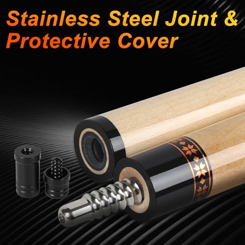 Pool Cues Stick,3 in 1 Adjustable Maple Pool Cue Stick Sets Cue Sticks 58 inch Pool Cues Adult Canadian Maple Wood Billiard Stick with Carry Case Joint Protective Cover - color: 21oz + bag