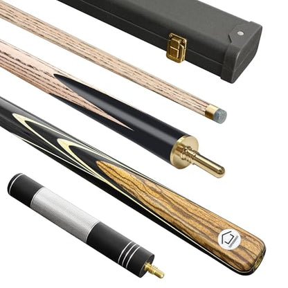 HomeSeason 57inch Snooker Cue Stick 18oz 3/4 Jointed Pool Cue, with Extension, Cue Case, Durable Ash Wood and Red Maple Construction Billiards Cue - color: HSS16
