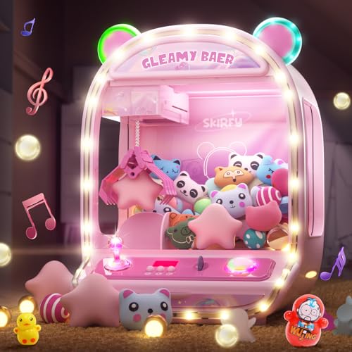Skirfy Large Claws Machine Toy with LED Light & Adjustable Sound,16" Candy Dispenser Toys Mini Vending Machine for Kids Christmas Birthday Big Gifts for Girls Boys Ages 6+ - color: Pink