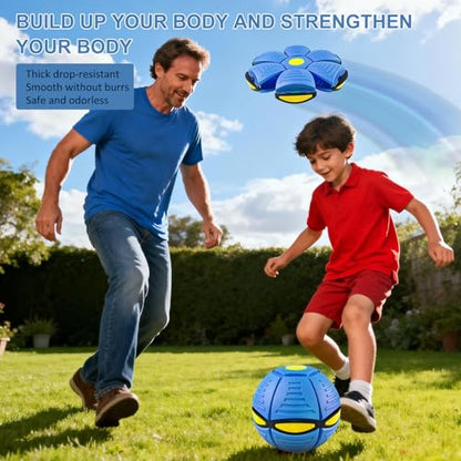 Magic Bouncing Ball 6-Light Dual Form – Pop up, Meta Ball Metaball Transforming Design – Flying Saucer Bouncy – Interactive Bouncing Balls for Parent-Child Interaction – Gift Pack – Blue - color: Blue