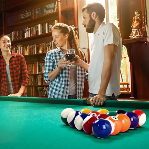 31 Pcs Pool Table Balls Billiard Accessory Kit with 16 Table Balls 1 Triangle Billiard Rack 1 Diamond Holder 12 Rack Cue Chalks 1 Brush for Friend Travel Office Desk Games Bartop - color: Gold