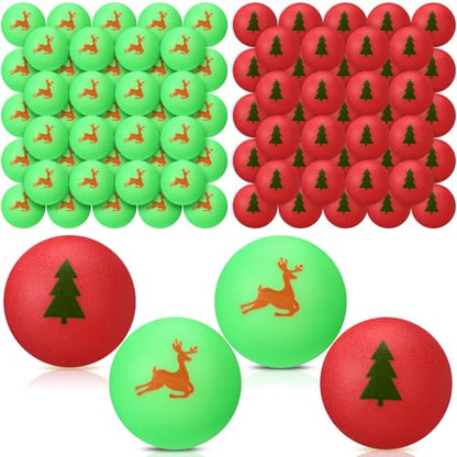 Seenelling 200 Pcs Christmas Table Tennis Balls Green Red Novelty Table Tennis for Game Christmas Party Favors Playing Decoration Props - style: Christmas Style
