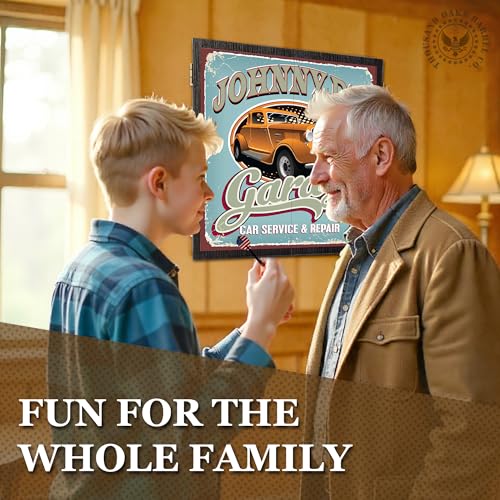 THOUSAND OAKS BARREL Personalized Dart Board Cabinet Set with 6 Steel Tip Darts, Paper Dartboard, Chalk & Eraser (21.5 x 21.5 x 2.75) - Man Cave Dart Boards for Adults - Car Garage (124) - style: Garage Dartboard & Cabinet Set