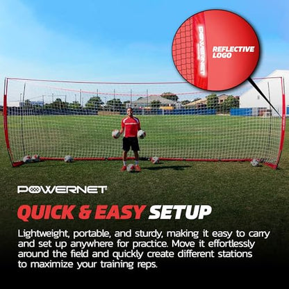 PowerNet Soccer Goal for Backyard, 3Mx2M / 6x4 / 8x4 / 12x6 / 14x7 /18.5x6.5 / 21x7 / 24 x 8 Portable Soccer Net, Sports & Outdoors Training Equipment, Quick Setup 1 Goal & Zipper Storage Bag - style: 24 x 8 FT