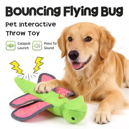Duck Dragonfly Oxford Launching Flying Dog Toy with Rope Slingshot Chase Fetch Training Interactive Dog Toy Outdoor Interactive Toys for Pets (Dragonfly) - color: Dragonfly