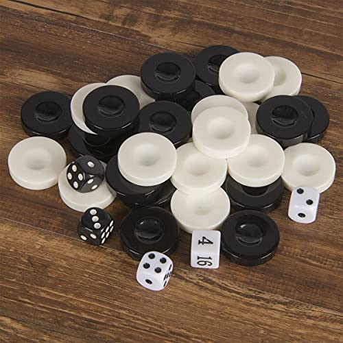Classic Checkers Game Set with Drawstring Cloth Storage Bag (30pcs Black&White)