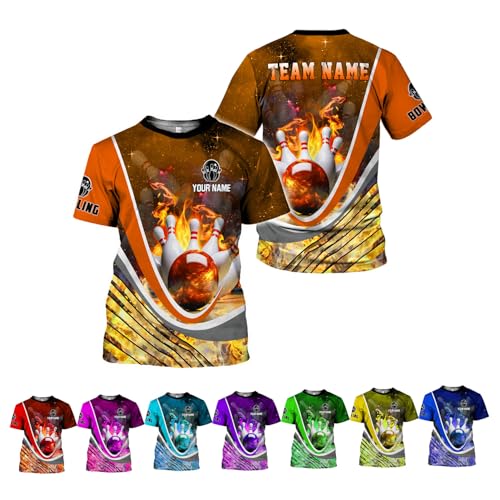 Rivelus Personalized Name Bowling Shirts for Men and Women 3D, Bowling Shirts for Team Bowling, Bowling Shirts Gift - color: Blm61