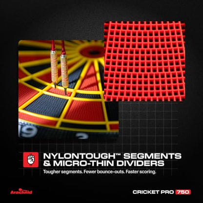 Arachnid Cricket Pro Tournament-Quality Electronic Dartboard up to 40 Games and 315 Variations (Including Popular Cricket Modes) - style: Pro 750