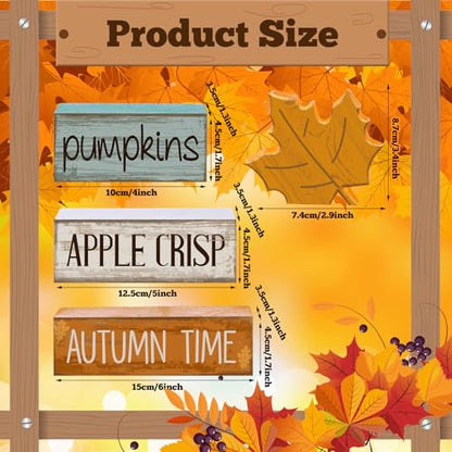 Lineshading 4 Pcs Fall Decoration for Home Wooden Maple Leaf Fall Tiered Tray Decor Thanksgiving Table Centerpiece Rustic Decorative Maple Leaf Block Signs Gift Farmhouse Autumn Decoration for Home - style: Autumn Maple Leaf