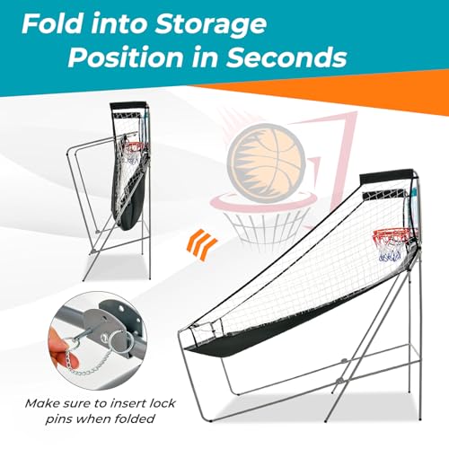GYMAX Arcade Basketball Game Indoor Foldable with 8 Game Modes, Arcade Sound, 4 Balls and Inflation Pump, Electronic Basketball Games for Home - color: Green