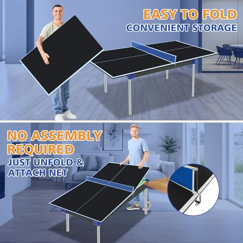 6/7/8/9Ft Mid-Size Ping Pong Conversion Top, Foldable Table Tennis Table Top with Net for Home Office - color: BLACK, size: 6*3 FT