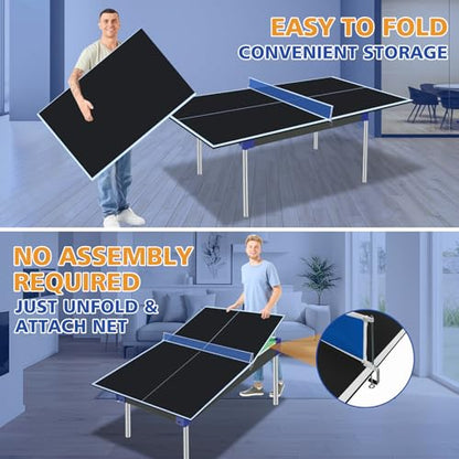 6/7/8/9Ft Mid-Size Ping Pong Conversion Top, Foldable Table Tennis Table Top with Net for Home Office - color: BLACK, size: 6*3 FT