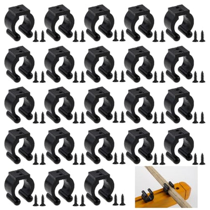 12 PCS Fishing Rod Clips, Wall Mount Fishing Pole Holder Clips for 0.66" to 0.95" Poles, Pool Cue Holder Storage Rack Replacement (Black) - color: Black