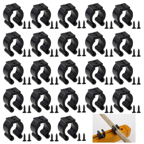 12 PCS Fishing Rod Clips, Wall Mount Fishing Pole Holder Clips for 0.66" to 0.95" Poles, Pool Cue Holder Storage Rack Replacement (Black) - color: Black