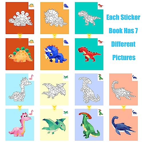 AEAHALY 2 Pack Crafts for Kids Ages 4-8 Paint by Sticker, Reusable Sticker Book for Kids Ages 4-8 Boys and Girls Birthday Gifts Party Favor, Travel Activity Book Set for Learning (Dinosaur+Ocean) - style: Style6-2PCS