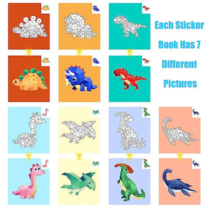 AEAHALY 2 Pack Crafts for Kids Ages 4-8 Paint by Sticker, Reusable Sticker Book for Kids Ages 4-8 Boys and Girls Birthday Gifts Party Favor, Travel Activity Book Set for Learning (Dinosaur+Ocean) - style: Style6-2PCS
