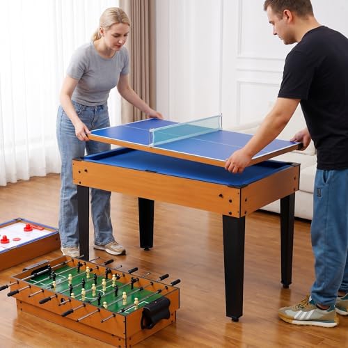 5-in-1 Multi-Game Table - Billiards, Push Hockey, Foosball, Ping Pong, and Basketball, Game Table Combo for Home Game Room Or Entertainment Space, Brown - size: 5-in-1 Multi-Game Table Brown
