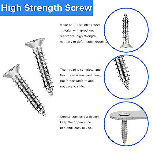 16 Pack Flat Plate Straight Brackets 50MM Stainless Steel Flat Metal Braces,Repair Bracket with Screws - size: 50mm / 16 Pcs