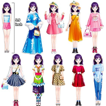 Magnetic Dress Up Paper Doll,Magnet Princess Dress Up Dolls for Girls Ages 4-7 Kids,Travel Activities Road Trip Car Ride Interactive Learning Created Imagine Set Birthday Gift (F Set) - color: F Set