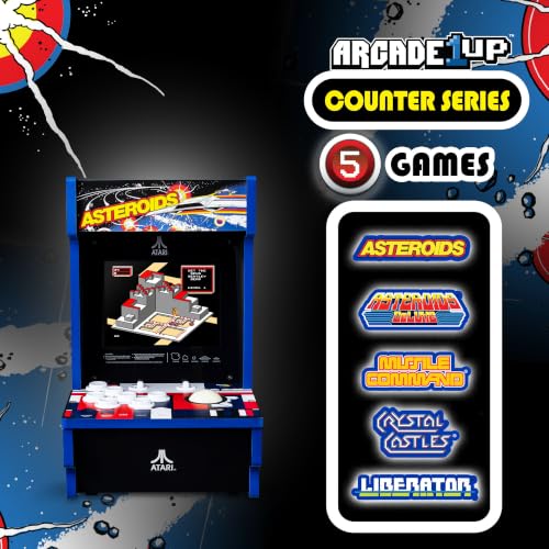 Arcade Classics - Atari Asteroids Counter Series Game Machine, 5 Games, 8" Liquid Crystal Screen - Mini Cabinet, Portable Gaming, Retro, Countertop Console, Basement Decoration, Man Cave - style: Asteroids Counter Series