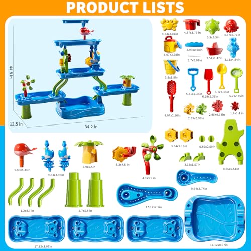 5-Tier Water Table for Toddlers Kids Ages 1-3 3-5 4-8, Sand and Water Table with Rich Activity Set, Summer Outdoor Beach Outside Backgard Pool Toys for Kids Boys Girls - color: Blue9969